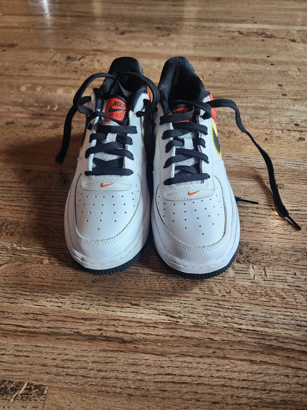 Nike Raygun Kids' White & Black Low-Top Sneakers with Orange Accent